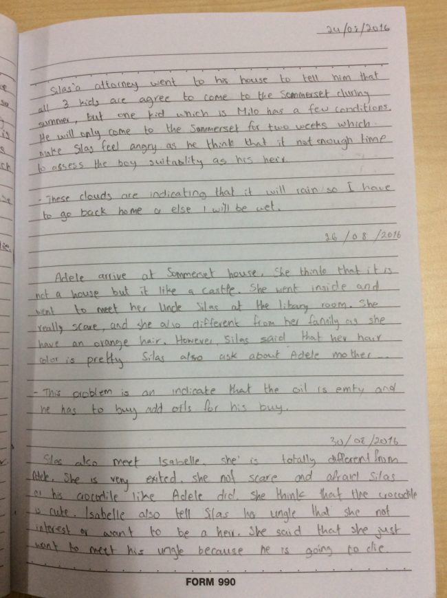 An ELL example of a Quick Write